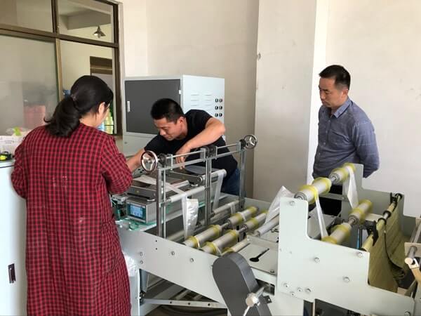 Customer Ordered Eight Roll Vest Bag Making Machine in Tongcheng Plastic Exhibition